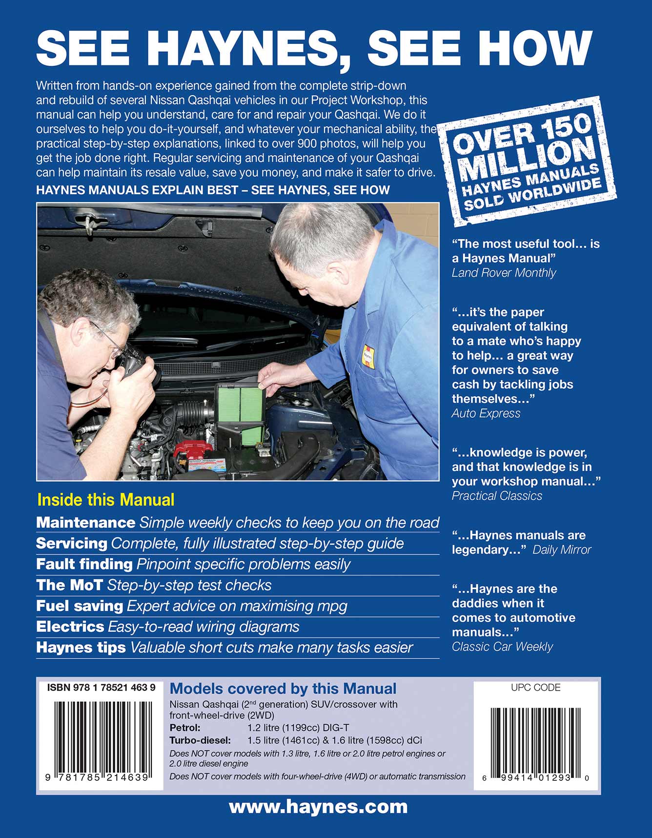 Nissan Qashqai (Feb 2014-2020) 63 to 69 Haynes Repair Manual